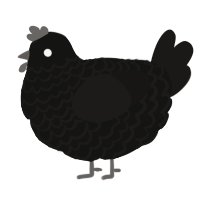 A black and sable chicken with a lace pattern