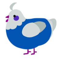 A ultramarine and silver chicken with a head pattern