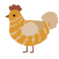 A orange and beige chicken with a bar pattern