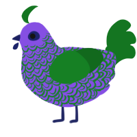 A blurple and leaf chicken with a double-lace pattern
