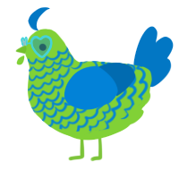 A grass and sapphire chicken with a lace pattern