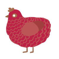 A crimson and red chicken with a lace pattern