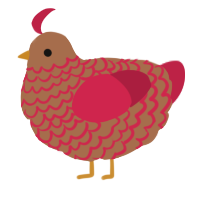 A brown and crimson chicken with a lace pattern