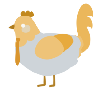 A mist and honey chicken with a head pattern