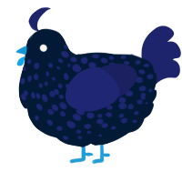 A tumblr and navy chicken with a speckle pattern