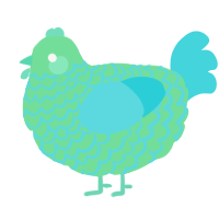 A spring and aqua chicken with a lace pattern