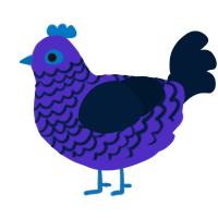 A indigo and tumblr chicken with a lace pattern