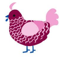 A maroon and pink chicken with a lace pattern