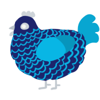 A navy and cerulean chicken with a lace pattern