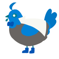 A grey and sapphire chicken with a head pattern