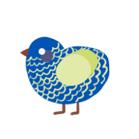 (unnamed), a ultramarine and lemon chicken with a lace pattern