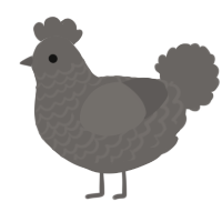 A grey chicken with a lace pattern
