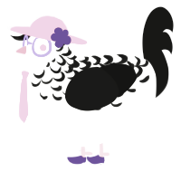 A white and black chicken with a half-lace pattern