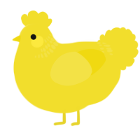 A yellow chicken with a neck-band pattern