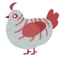 A silver and red chicken with a half-bar pattern