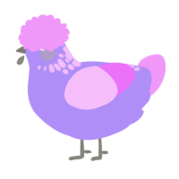 A lilac and lavender chicken with a neck-speckle pattern