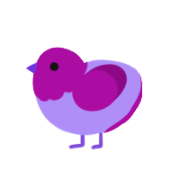 Ube Blueberry, a lilac and plum chicken with a head pattern