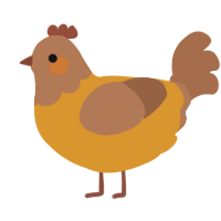 A orange and brown chicken with a head pattern