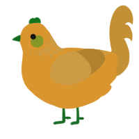 A orange and gold chicken with a neck-speckle pattern
