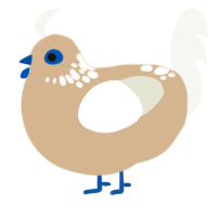 A beige and white chicken with a neck-speckle pattern