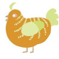 A orange and lemon chicken with a half-bar pattern