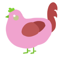 A pink and red chicken