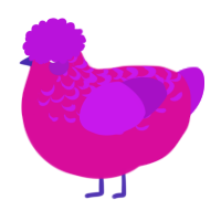 A fuchsia and amethyst chicken with a half-lace pattern