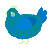 A teal and sapphire chicken with a lace pattern