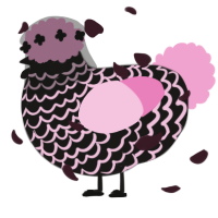 A sable and pink chicken with a lace pattern