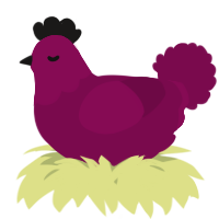 A wine chicken with a head pattern