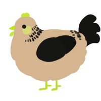A beige and black chicken with a neck-band pattern