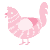 A rose chicken with a bar pattern