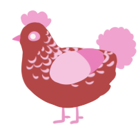 A red and pink chicken with a half-lace pattern