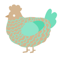 A beige and mint chicken with a lace pattern