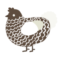 A bark and white chicken with a lace pattern