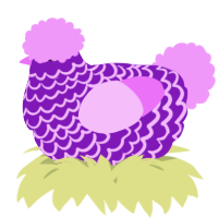 A violet and lavender chicken with a lace pattern