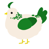 A cream and leaf chicken with a neck-speckle pattern