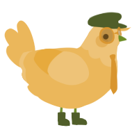 A honey chicken with a head pattern