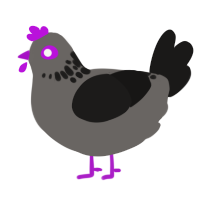 A grey and sable chicken with a neck-speckle pattern
