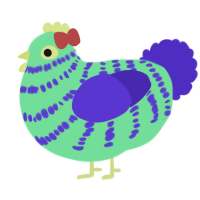 A spring and indigo chicken with a bar pattern