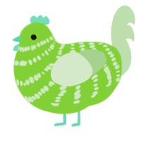 A grass and gluppy chicken with a bar pattern