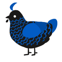 A sable and ultramarine chicken with a lace pattern