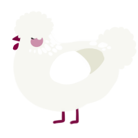 A white chicken with a neck-speckle pattern