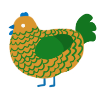 Guggy, a orange and leaf chicken with a lace pattern