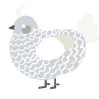 A mist and white chicken with a lace pattern