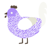 A lilac and white chicken with a double-lace pattern
