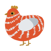 A vermilion and mist chicken with a bar pattern