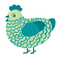 A gluppy and teal chicken with a lace pattern