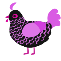 A black and orchid chicken with a lace pattern