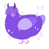 A blurple and lilac chicken